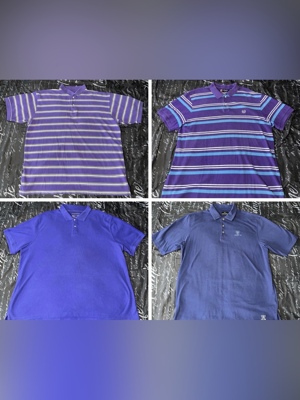 4 Men’s Purple/Striped Polo Shirt Lot XL XXL Chaps Saddlebred Bill Robinson